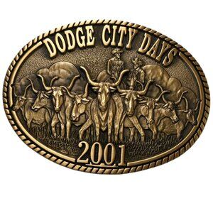 Dodge City 2001 Belt Buckle Longhorn Cattle Cowboy Western